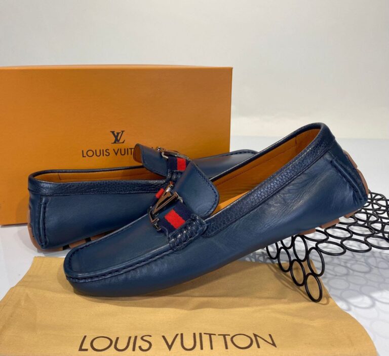 louis vuitton ayakkabi erkek loafer lacivert seritli