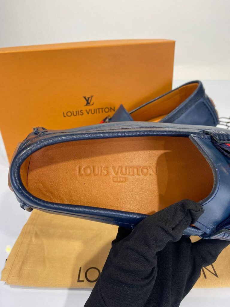 louis vuitton ayakkabi erkek loafer lacivert seritli