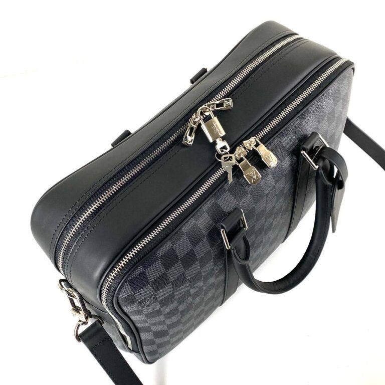 louis vuitton canta siyah gri damier canvas icare travel evrak laptop 39x29x14 cm