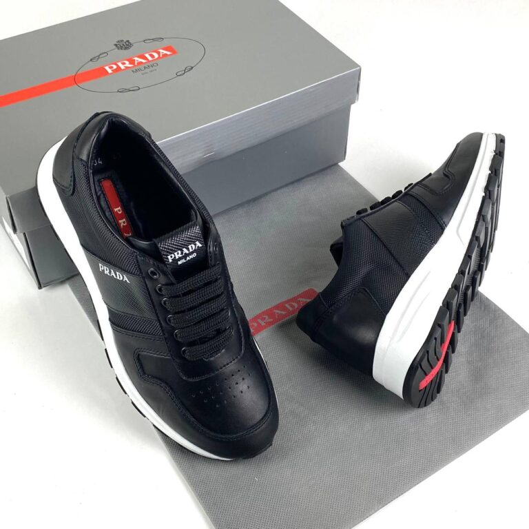 prada ayakkabi siyah deri sneakers cloudbust