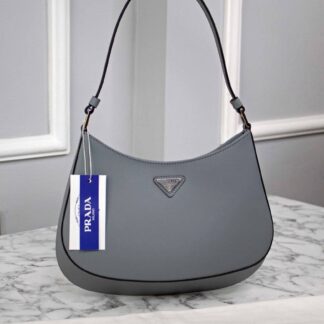 prada canta cleo brushed shoulder gri 22x6x27 cm
