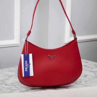 prada canta cleo brushed shoulder kirmizi 22x6x27 cm