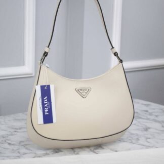 prada canta cleo brushed shoulder krem 22x6x27 cm
