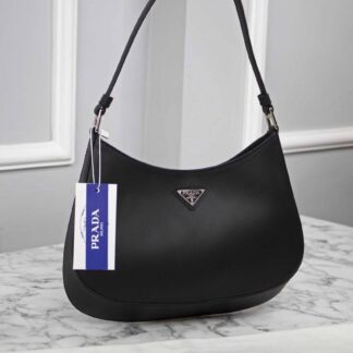 prada canta cleo brushed shoulder siyah 22x6x27 cm