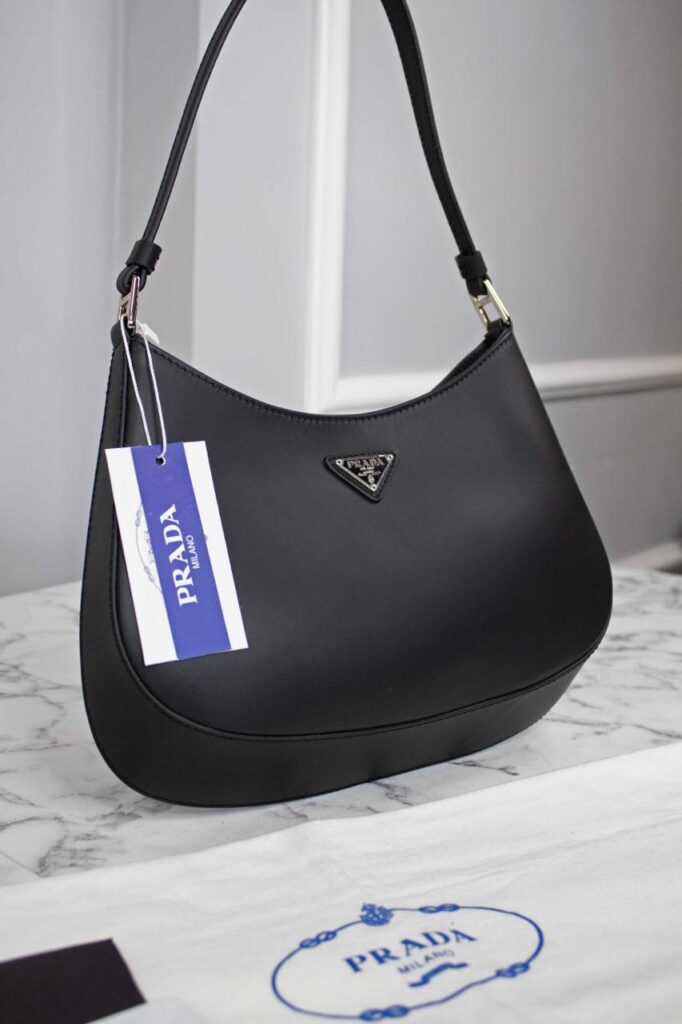 prada canta cleo brushed shoulder siyah 22x6x27 cm