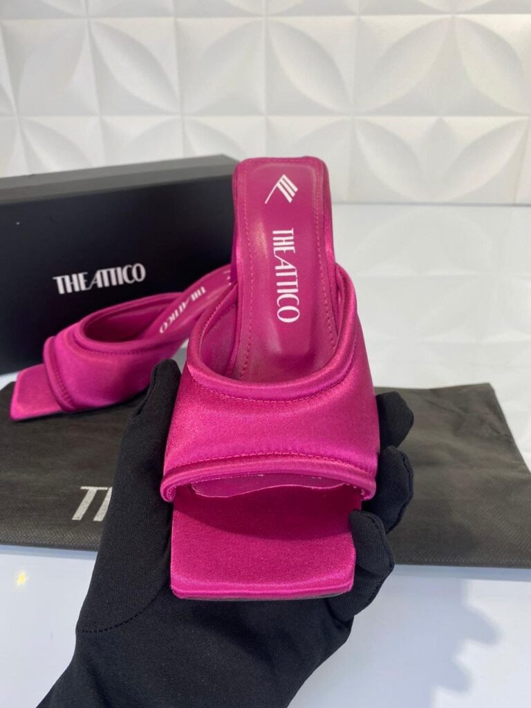 the attico terlik pembe saten topuklu 7.5 cm