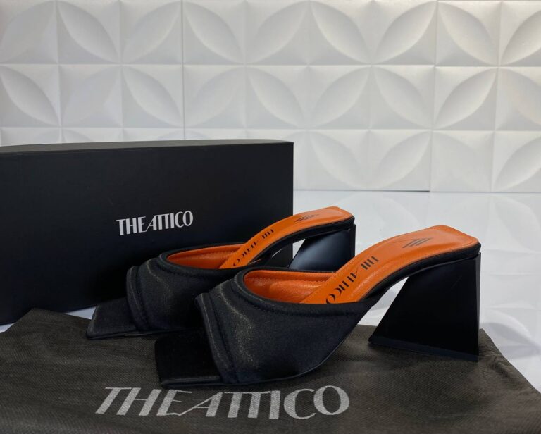 the attico terlik siyah saten topuklu 7.5 cm