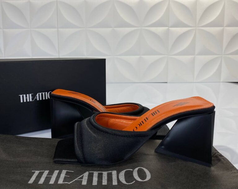 the attico terlik siyah saten topuklu 7.5 cm