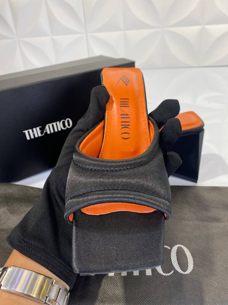 the attico terlik siyah saten topuklu 7.5 cm