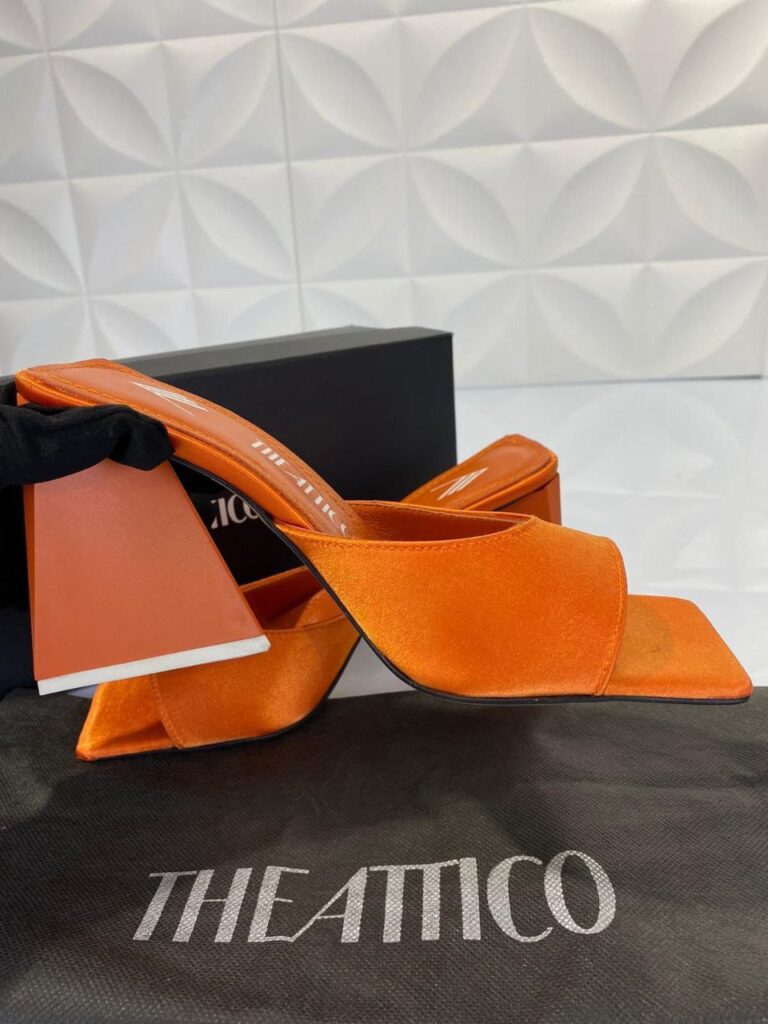 the attico terlik turuncu saten 10 cm