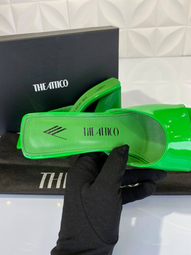 the attico terlik yesil rugan topuklu 10 cm