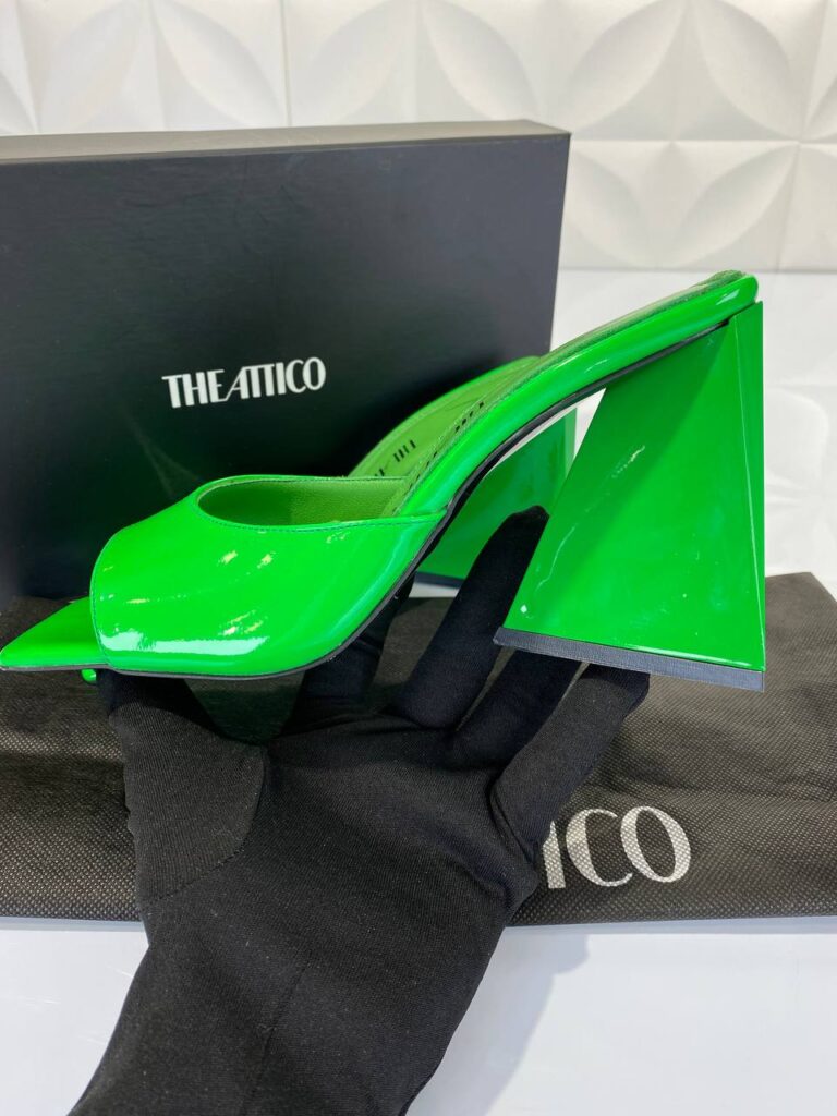 the attico terlik yesil rugan topuklu 10 cm