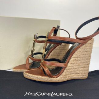 yves saint laurent ayakkabi taba topuklu sandalet 9 cm