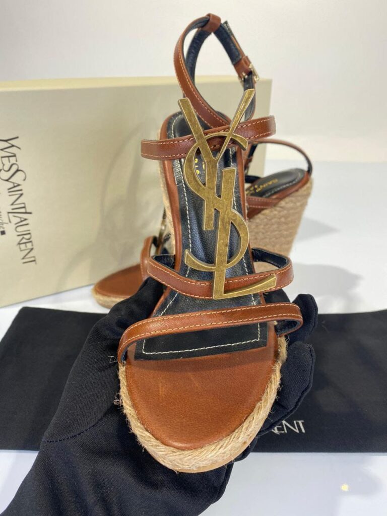 yves saint laurent ayakkabi taba topuklu sandalet 9 cm