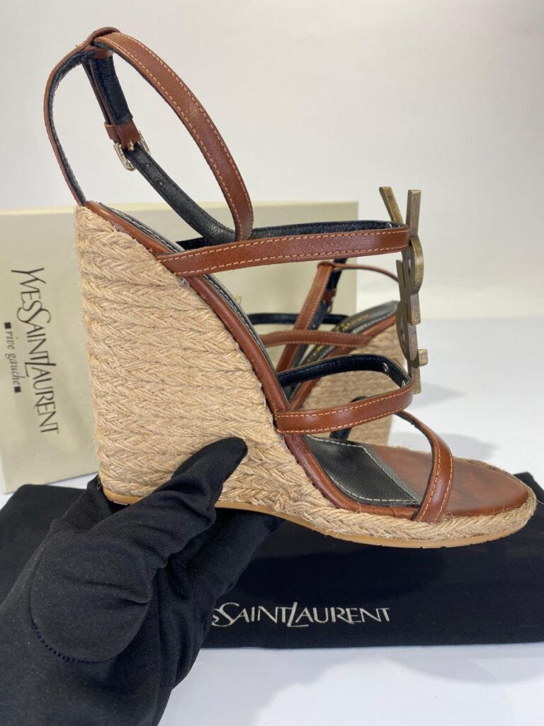 yves saint laurent ayakkabi taba topuklu sandalet 9 cm