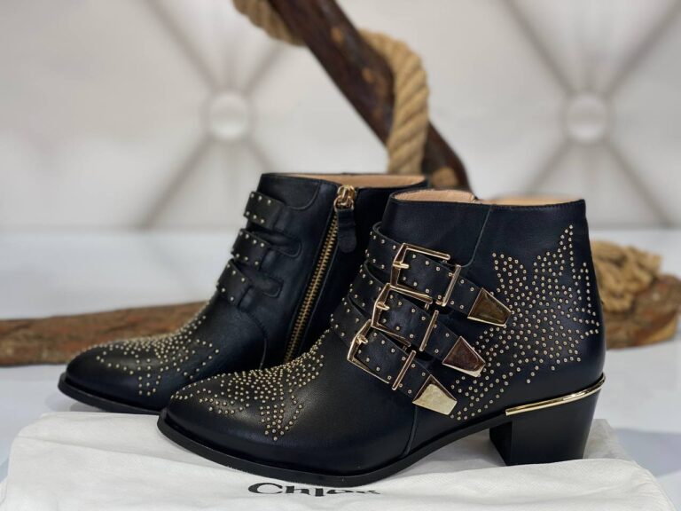 chloe bot siyah gold ic dis hakiki deri ithal