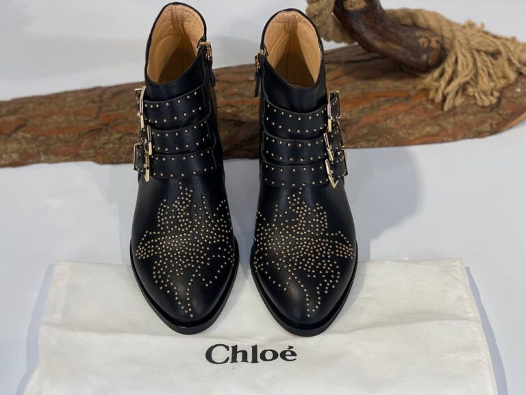 chloe bot siyah gold ic dis hakiki deri ithal