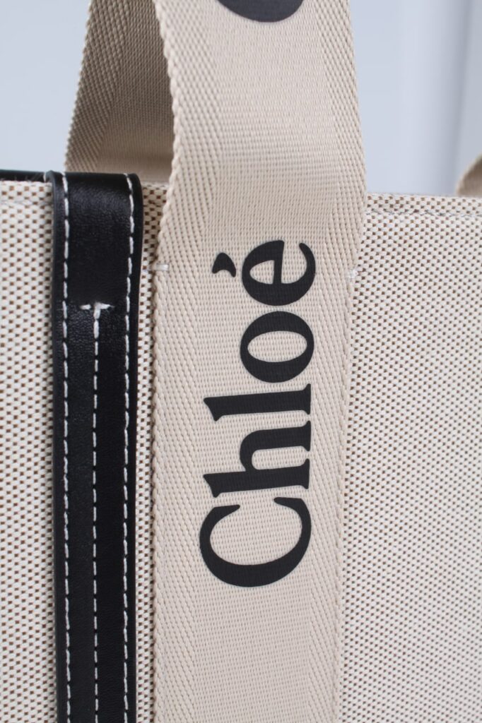 chloe canta large woody tote krem siyah ithal 17x13x5 cm