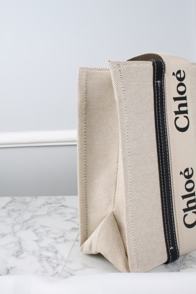 chloe canta large woody tote krem siyah ithal 17x13x5 cm