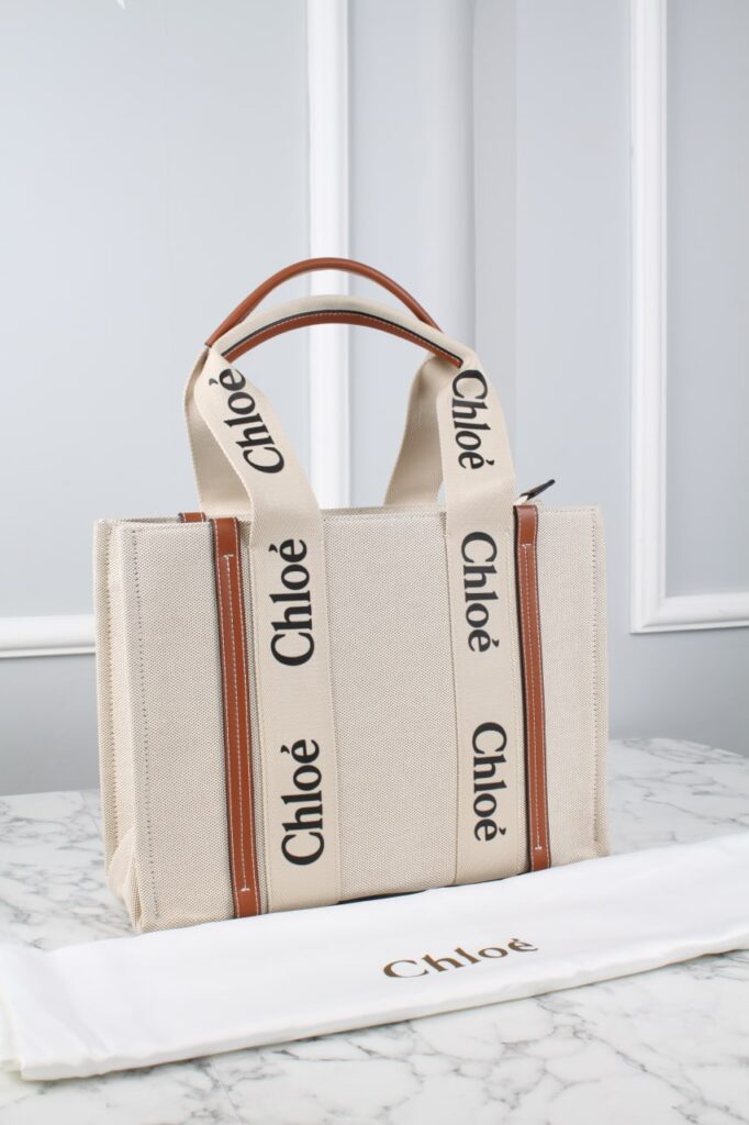 chloe canta large woody tote krem taba ithal 17x13x5 cm
