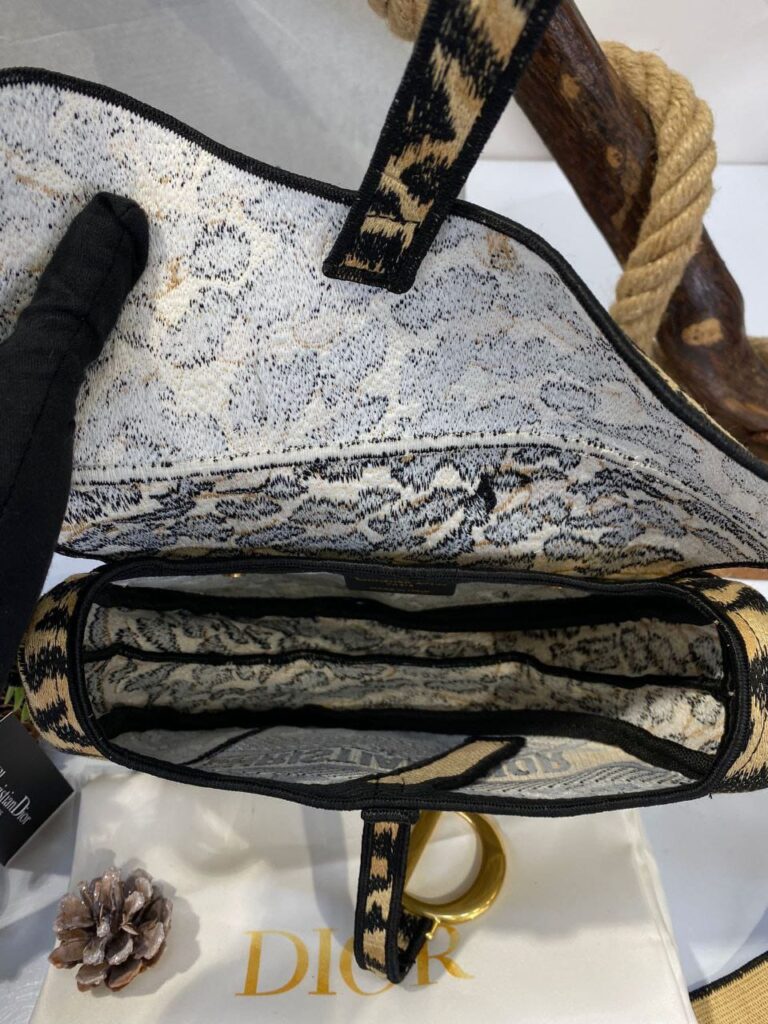 christian dior canta saddle leopar askili 25x20 cm ithal deri
