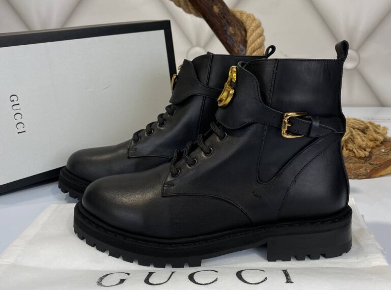 gucci bot classic logo siyah ic dis deri ithal