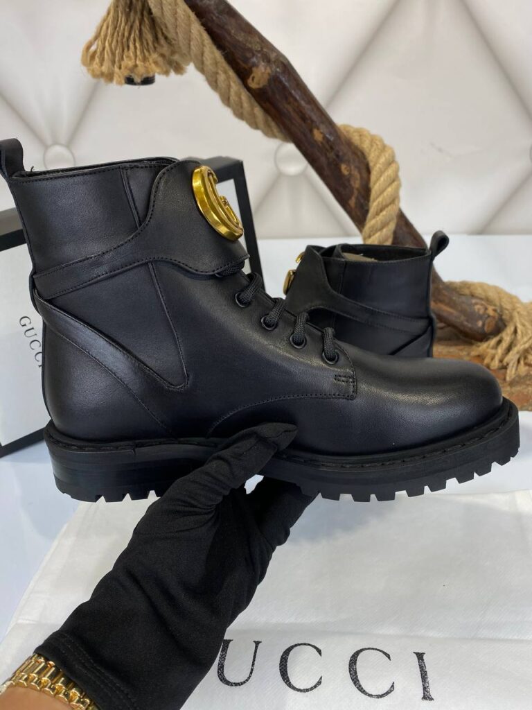 gucci bot classic logo siyah ic dis deri ithal