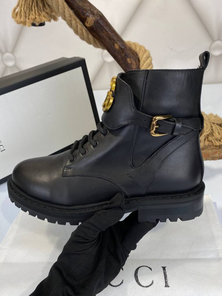 gucci bot classic logo siyah ic dis deri ithal