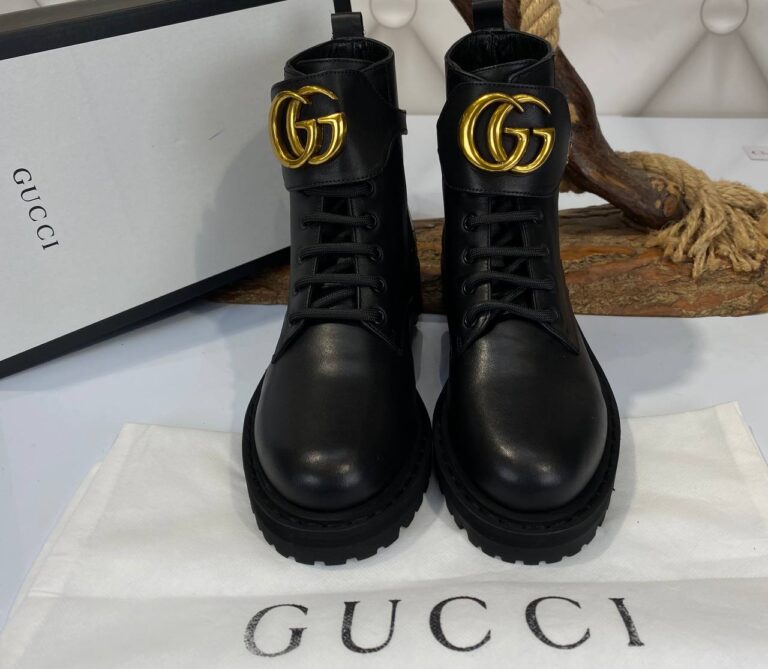 gucci bot classic logo siyah ic dis deri ithal