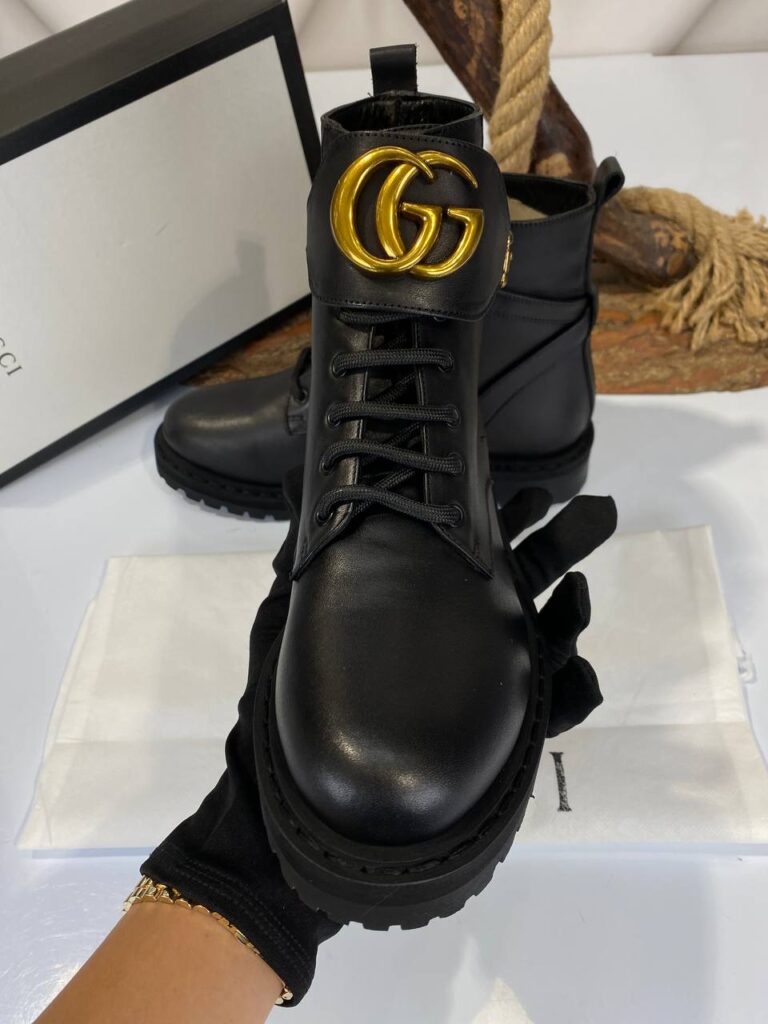 gucci bot classic logo siyah ic dis deri ithal