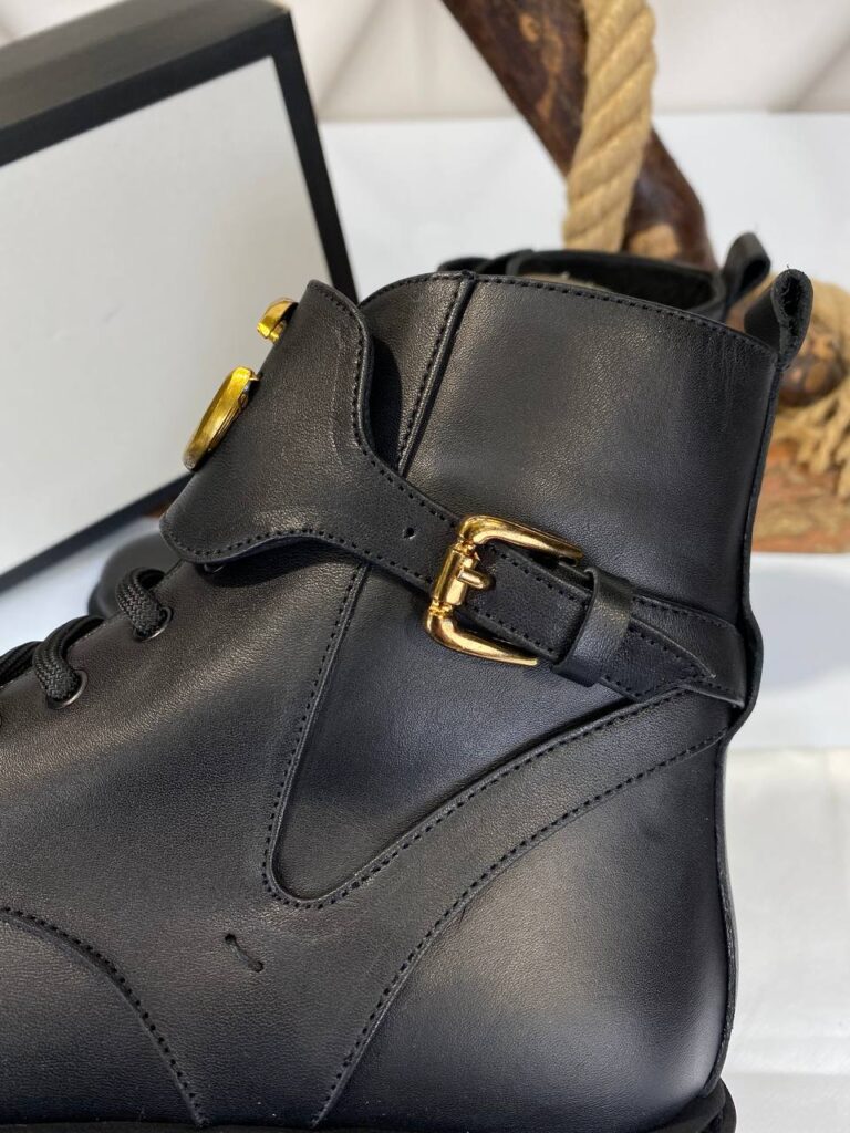 gucci bot classic logo siyah ic dis deri ithal