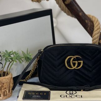 gucci canta marmont messenger siyah kadife 24x14x8 cm