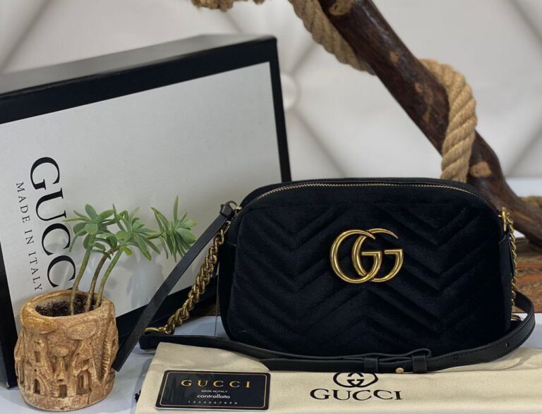 gucci canta marmont messenger siyah kadife 24x14x8 cm