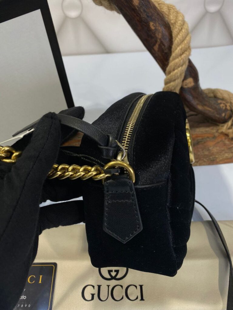 gucci canta marmont messenger siyah kadife 24x14x8 cm