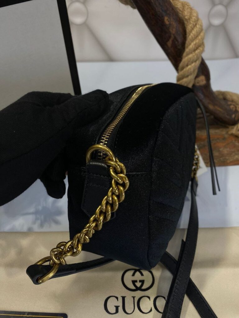 gucci canta marmont messenger siyah kadife 24x14x8 cm