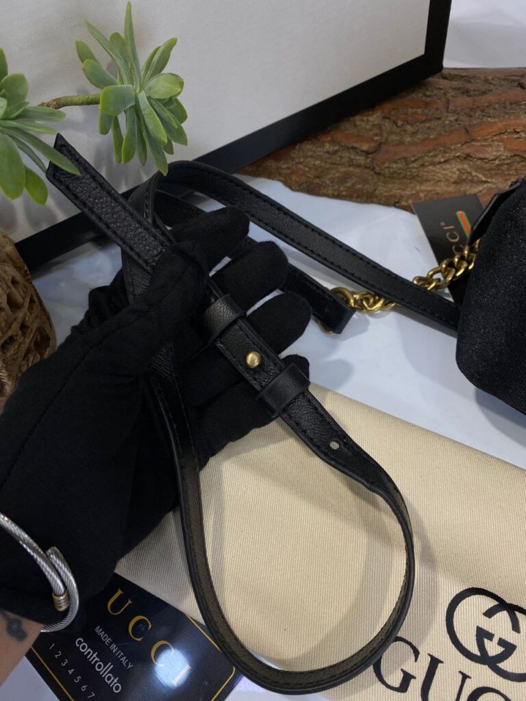 gucci canta marmont messenger siyah kadife 24x14x8 cm