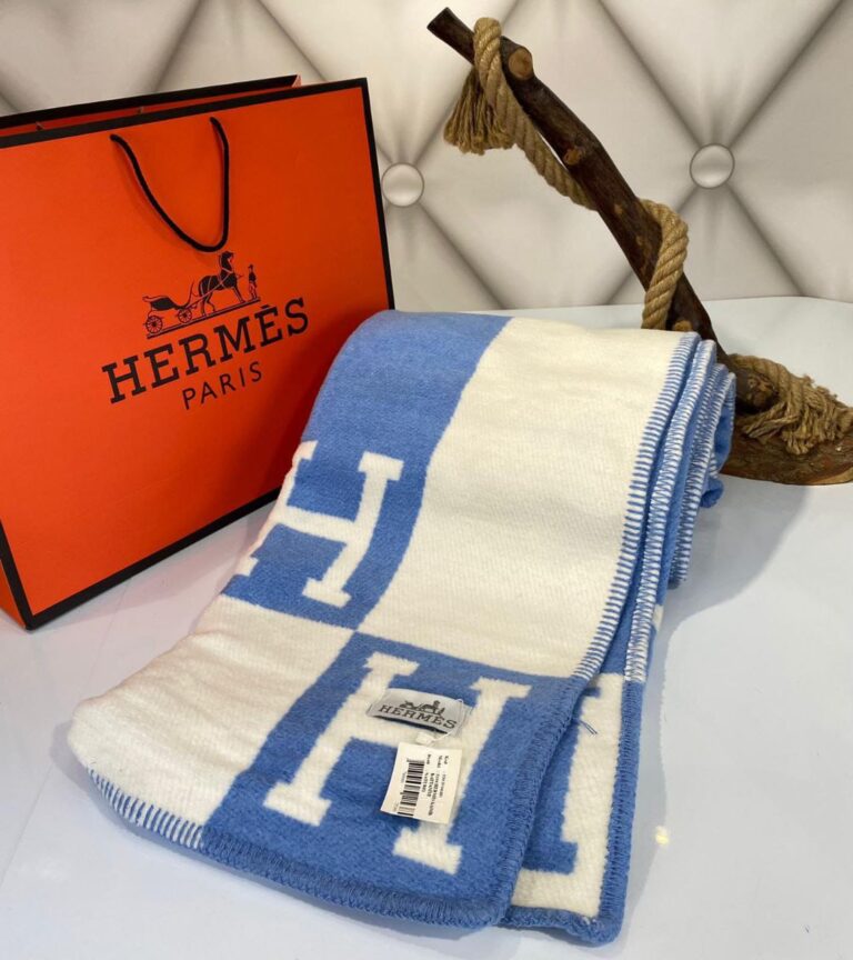 hermes battaniye yeni sezon mavi yun kasmir 170x147 cm