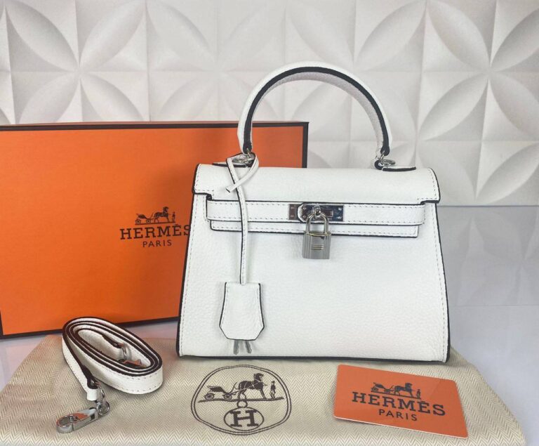 hermes canta kelly 22 cm beyaz silver