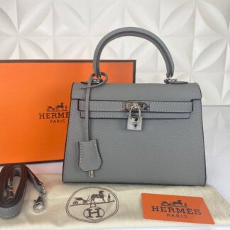 hermes canta kelly 22 cm gri silver