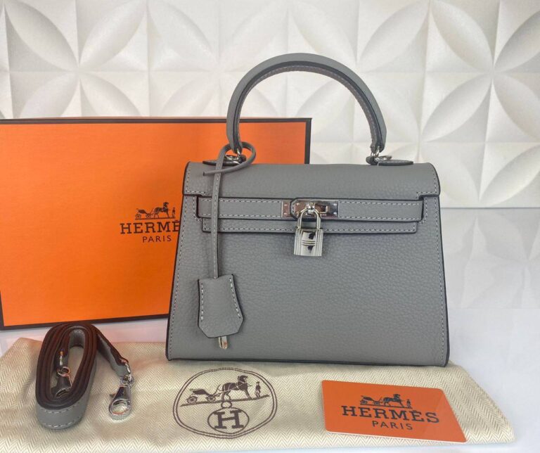 hermes canta kelly 22 cm gri silver