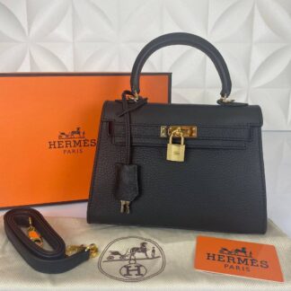 hermes canta kelly 22 cm siyah gold