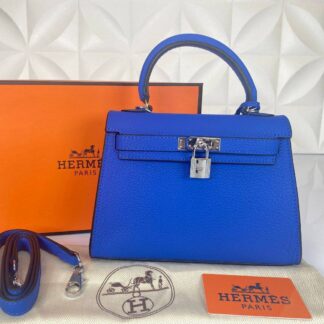 hermes canta kelly 22 cm siyah saks mavi