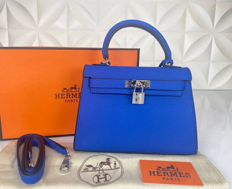 hermes canta kelly 22 cm siyah saks mavi