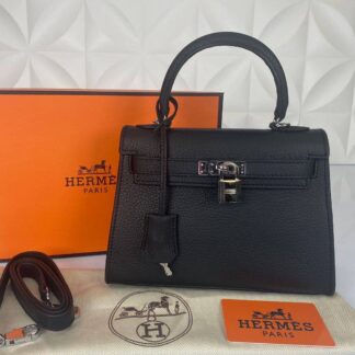 hermes canta kelly 22 cm siyah silver