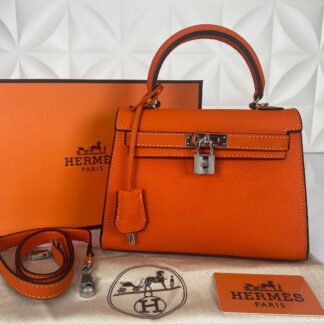 hermes canta kelly 22 cm turuncu silver