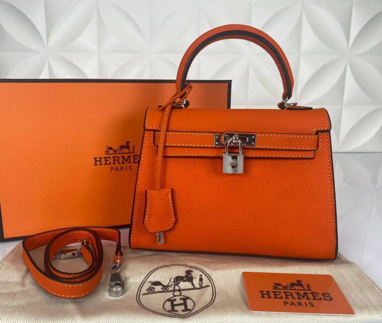 hermes canta kelly 22 cm turuncu silver