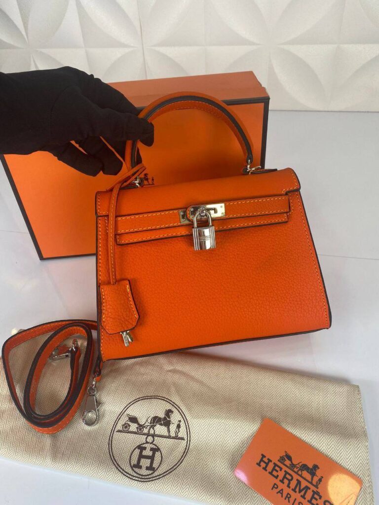 hermes canta kelly 22 cm turuncu silver