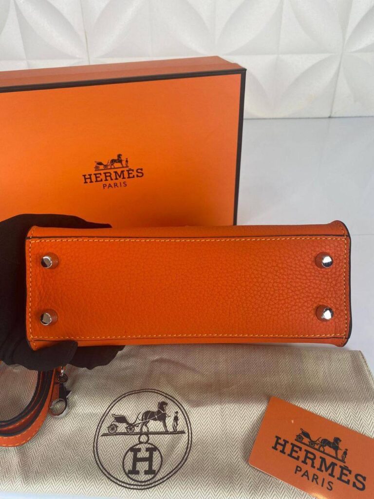 hermes canta kelly 22 cm turuncu silver
