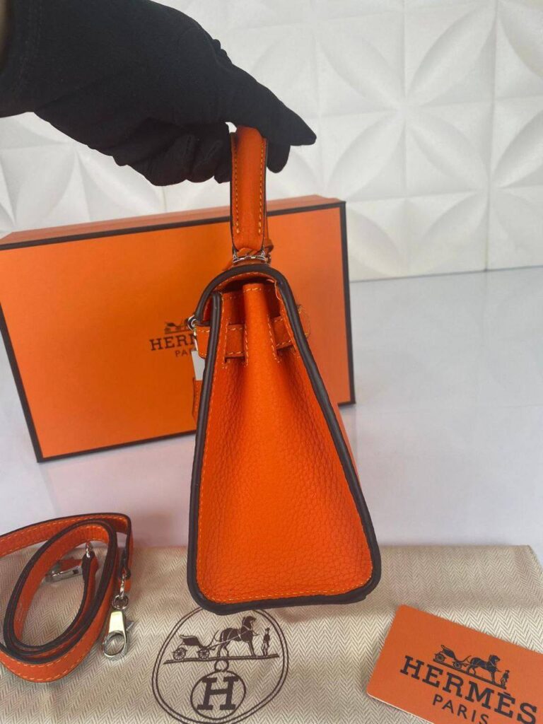hermes canta kelly 22 cm turuncu silver
