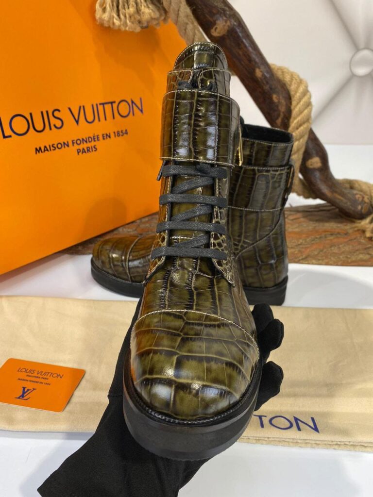 louis vuitton bot haki yesil croco ic dis deri ithal